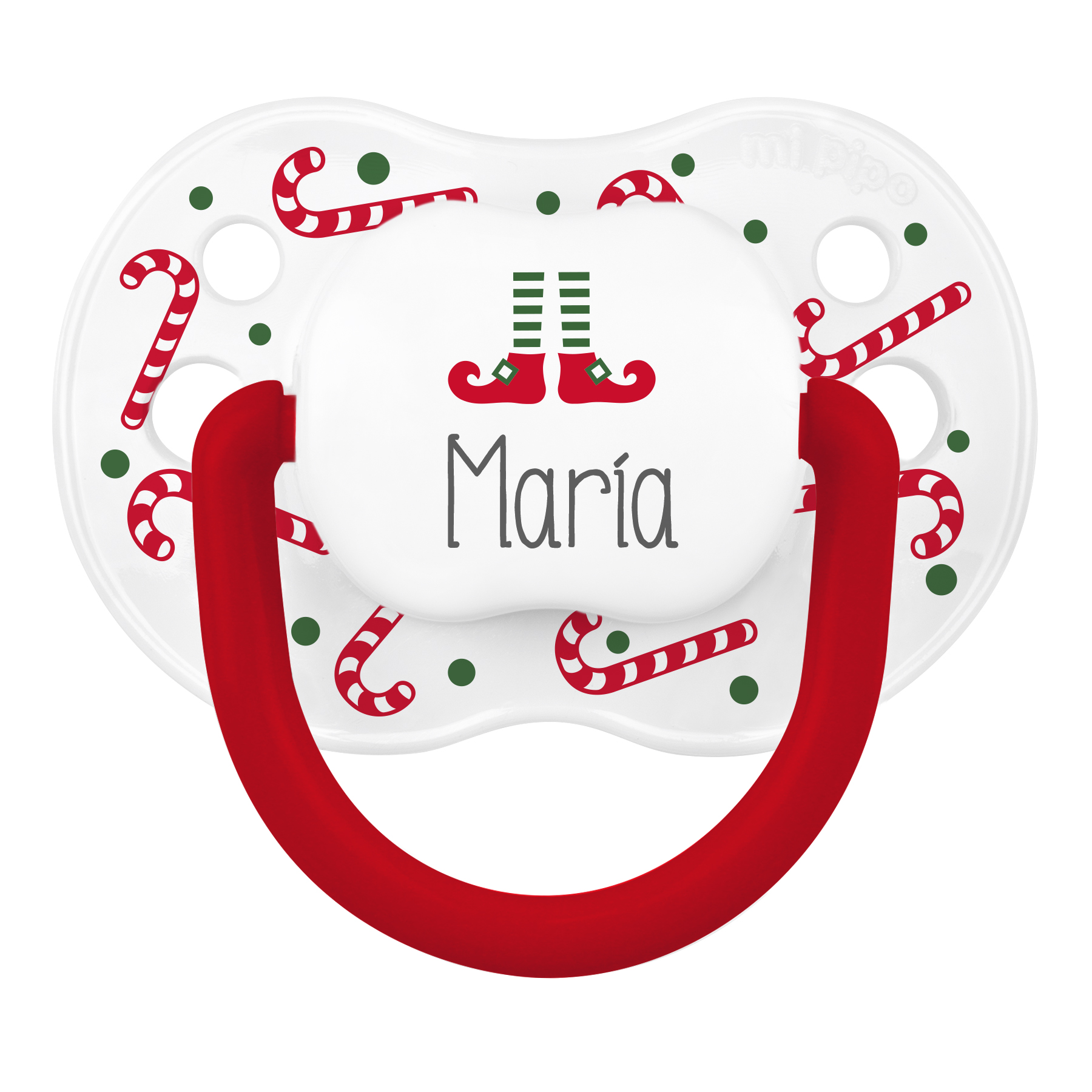 Chupete Personalizado Classic Deco Navidad Blanco Bastones Caramelo 1 chupetes de navidad personalizados