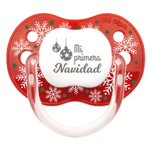 Chupete Classic Deco Navidad Rojo Copos Mi Primera Navidad