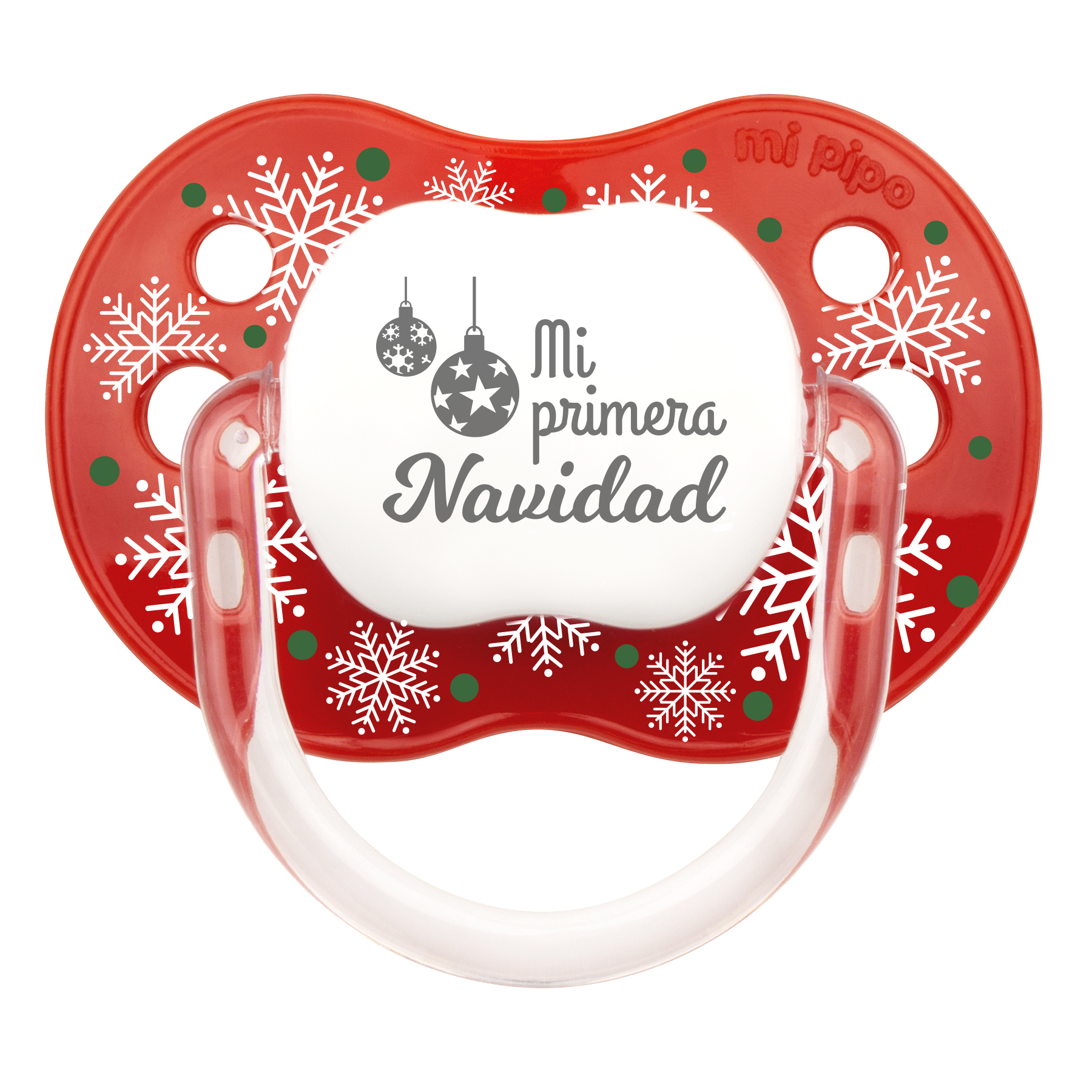 Chupete Classic Deco Navidad Rojo Copos Mi Primera Navidad 1 Chupete Classic Deco Navidad Rojo Copos Mi Primera Navidad
