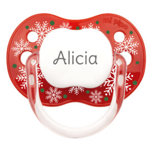 Chupete Personalizado Classic Deco Navidad Rojo Copos