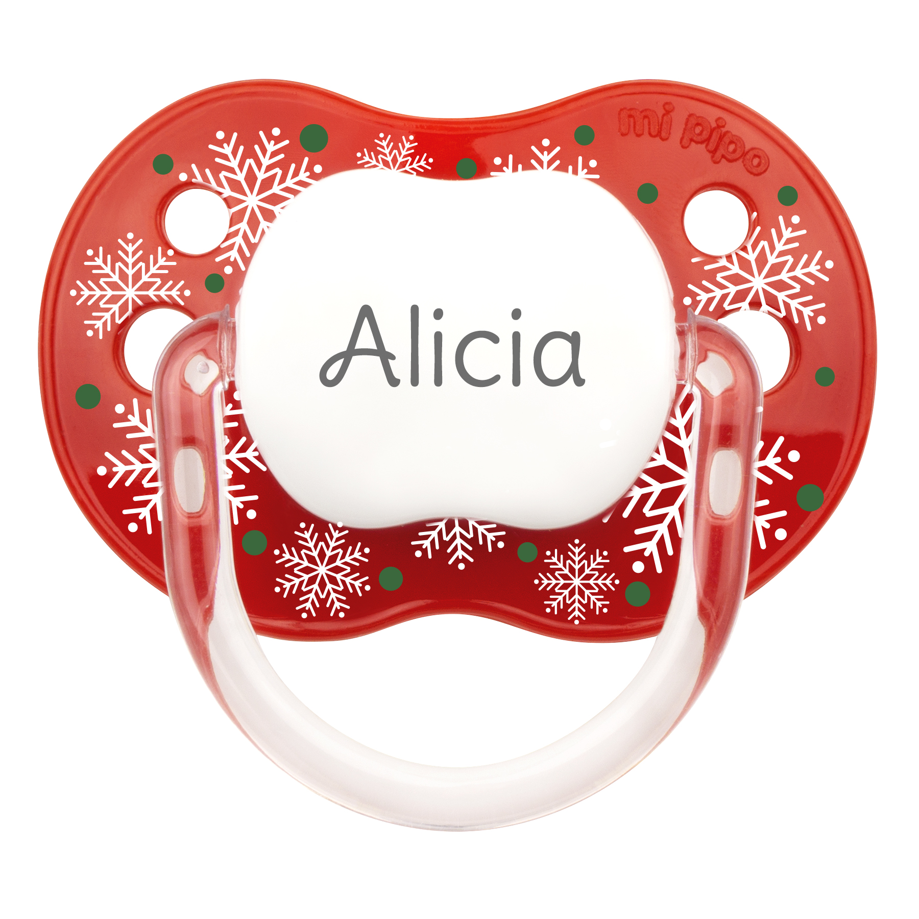 Chupete Personalizado Classic Deco Navidad Rojo Copos 1 Chupete Personalizado Classic Deco Navidad Rojo Copos