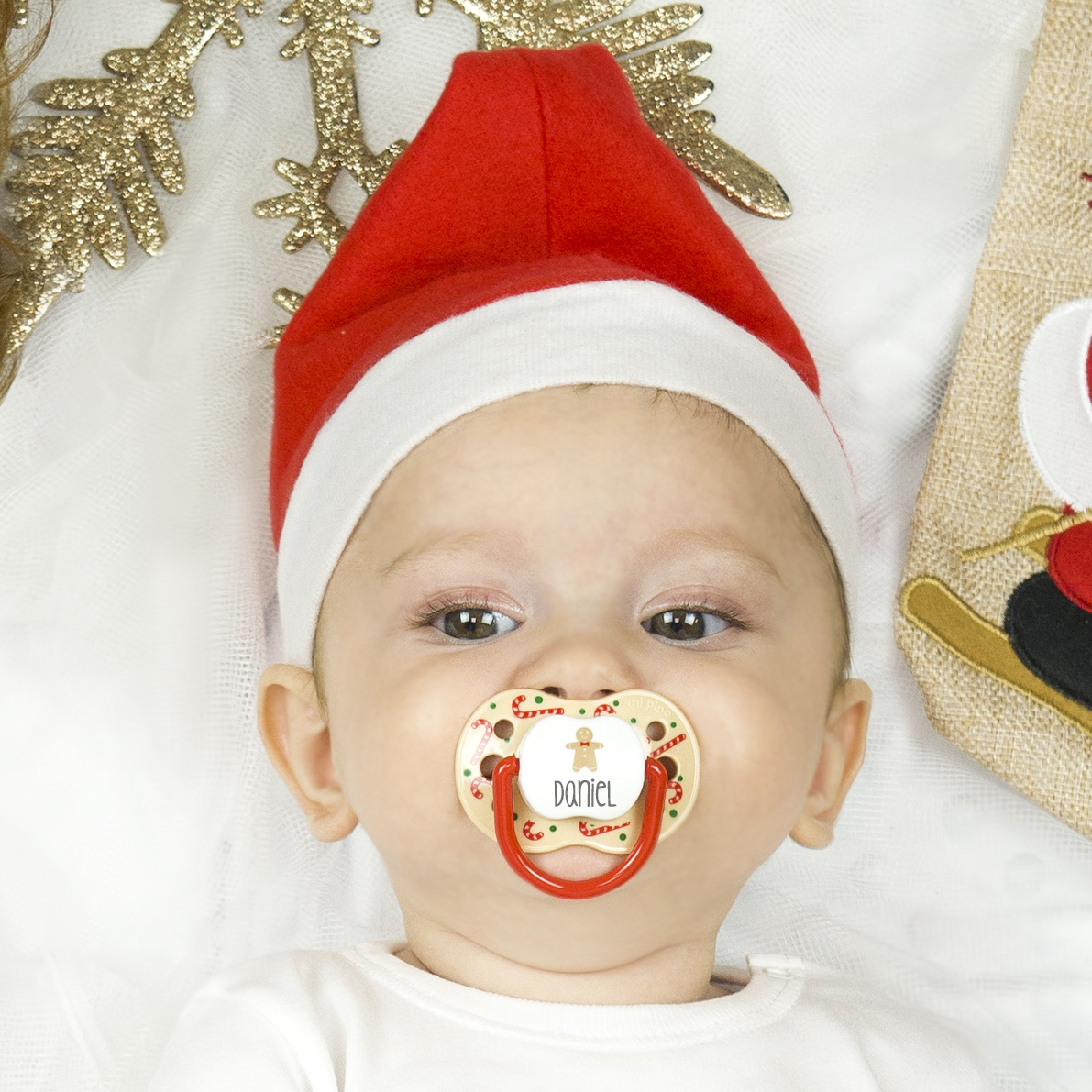 Chupete Personalizado Classic Deco Navidad Beige Bastones Caramelo 1 Chupete Personalizado Classic Deco Navidad Beige Bastones Caramelo