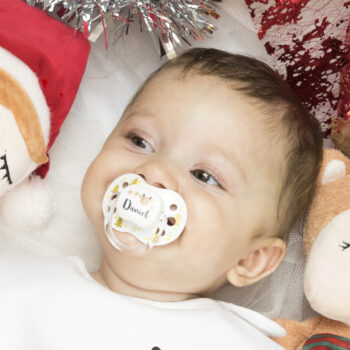 Chupete Personalizado Classic Deco Navidad Blanco Árboles Dorados