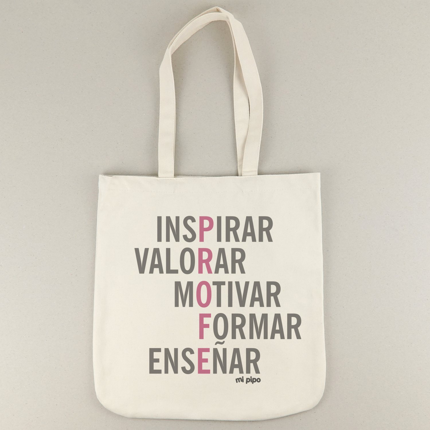 Bolso Algodón premium Profe Adjetivos Rosa 2 Bolso Algodón premium Profe Adjetivos Rosa - Imagen 2