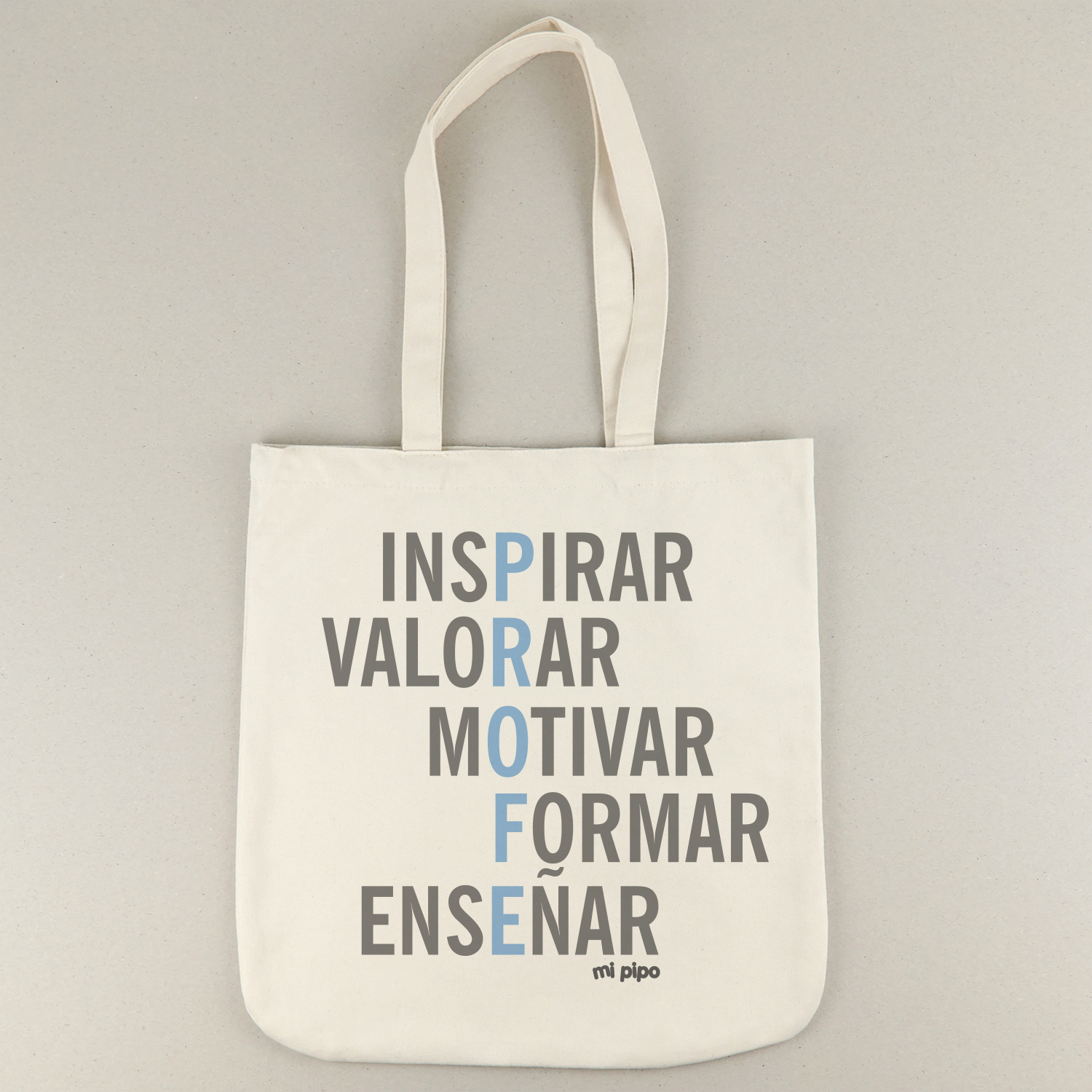 Bolso Algodón premium Profe Adjetivos Azul 1 Bolso Algodón premium Profe Adjetivos Azul
