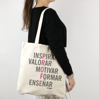 Bolso Algodón premium Profe Adjetivos Rosa