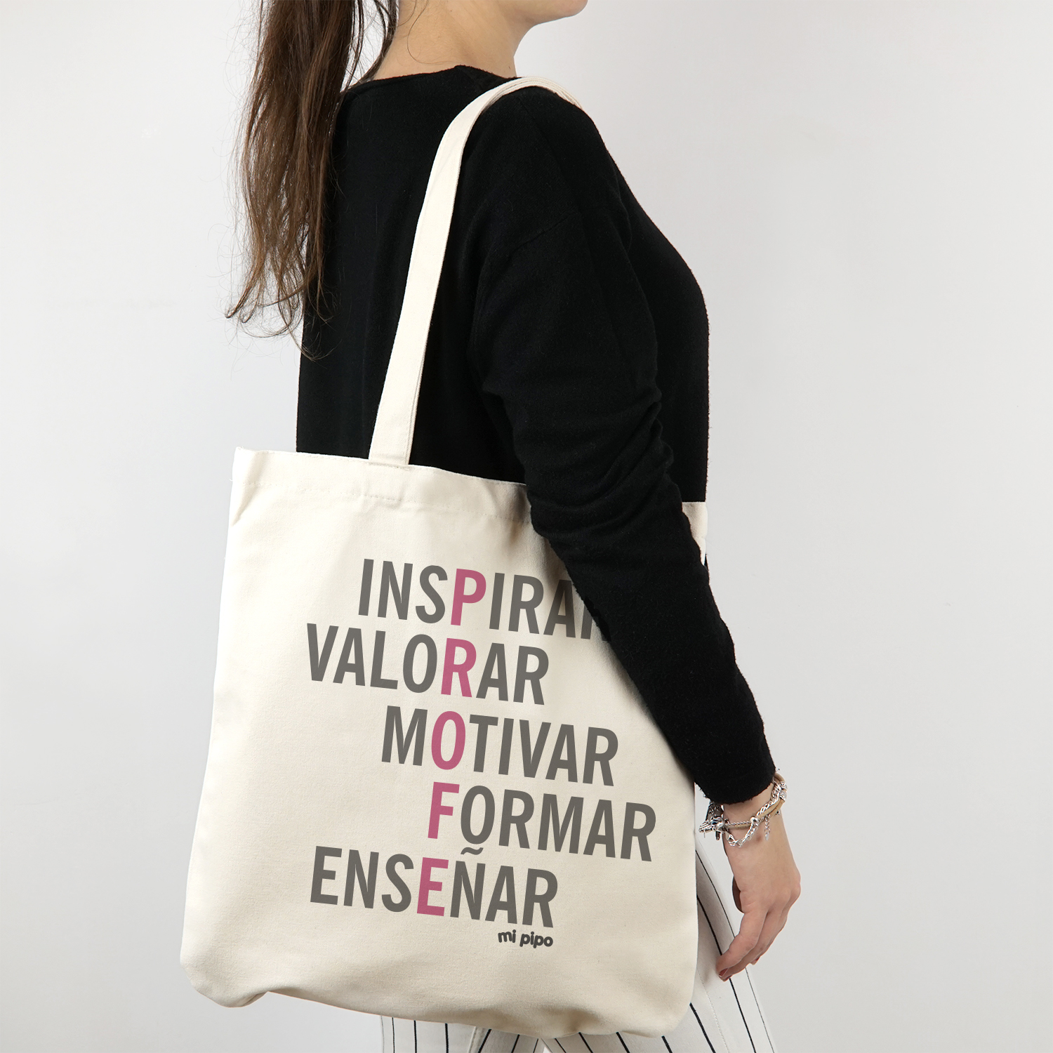 Bolso Algodón premium Profe Adjetivos Rosa 1 Bolso Algodón premium Profe Adjetivos Rosa