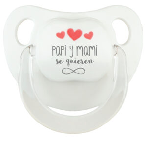 Chupete Baby Deco Corazones Rojos Papi y Mami se quieren infinito