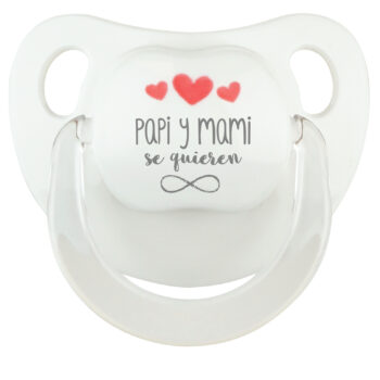 Chupete Baby Deco Corazones Rojos Papi y Mami se quieren infinito
