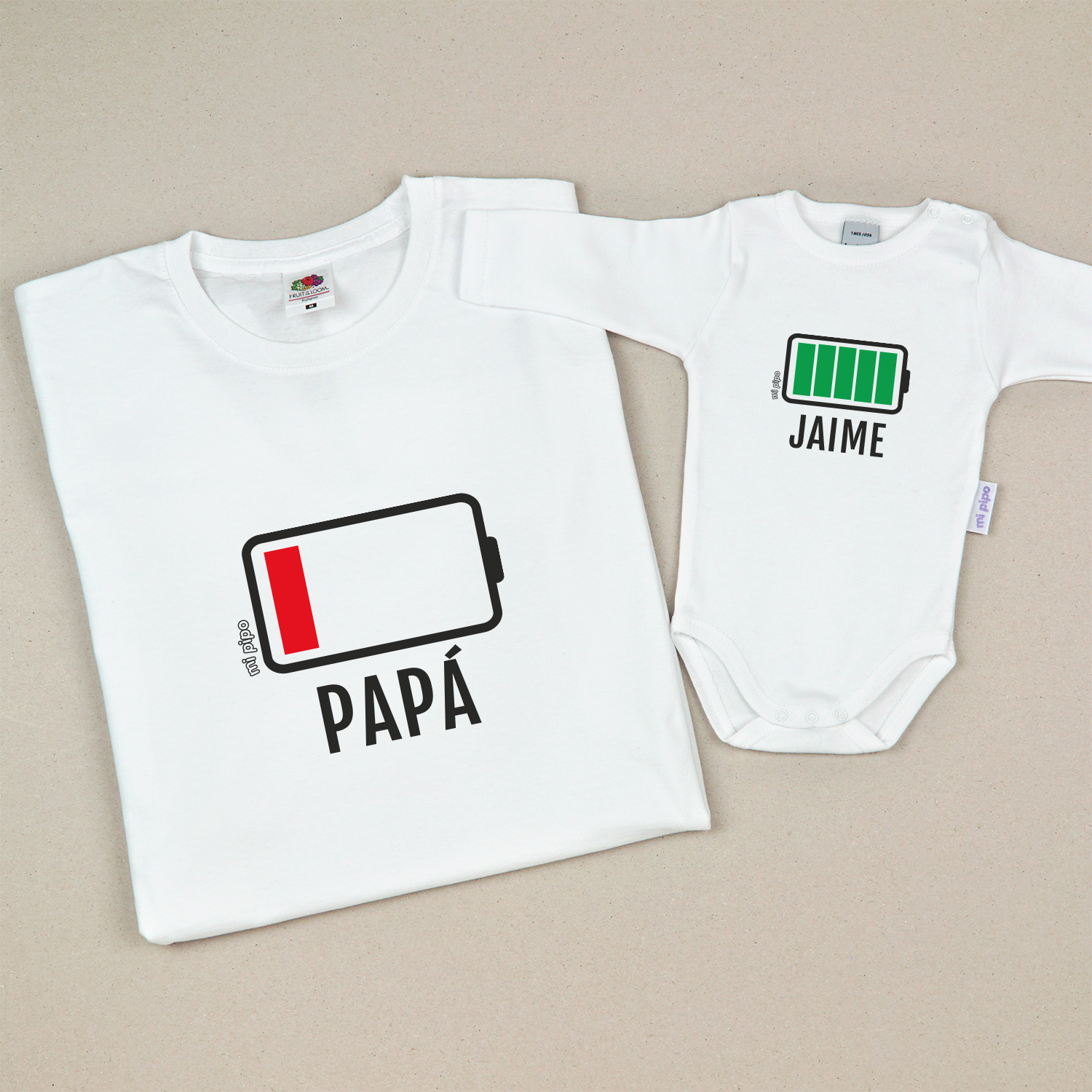 Pack 2 Prendas Personalizadas Papá Batería 1 Pack Papá batería baja