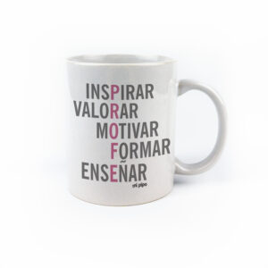 Taza con asa de cerámica o plástico Profe Adjetivos Rosa
