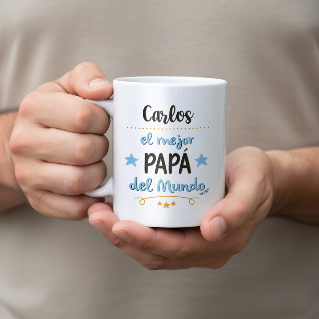 Taza con asa de cerámica o plástico El mejor Papá del mundo personalizada 1 Taza con asa de cerámica o plástico El mejor Papá del mundo personalizada