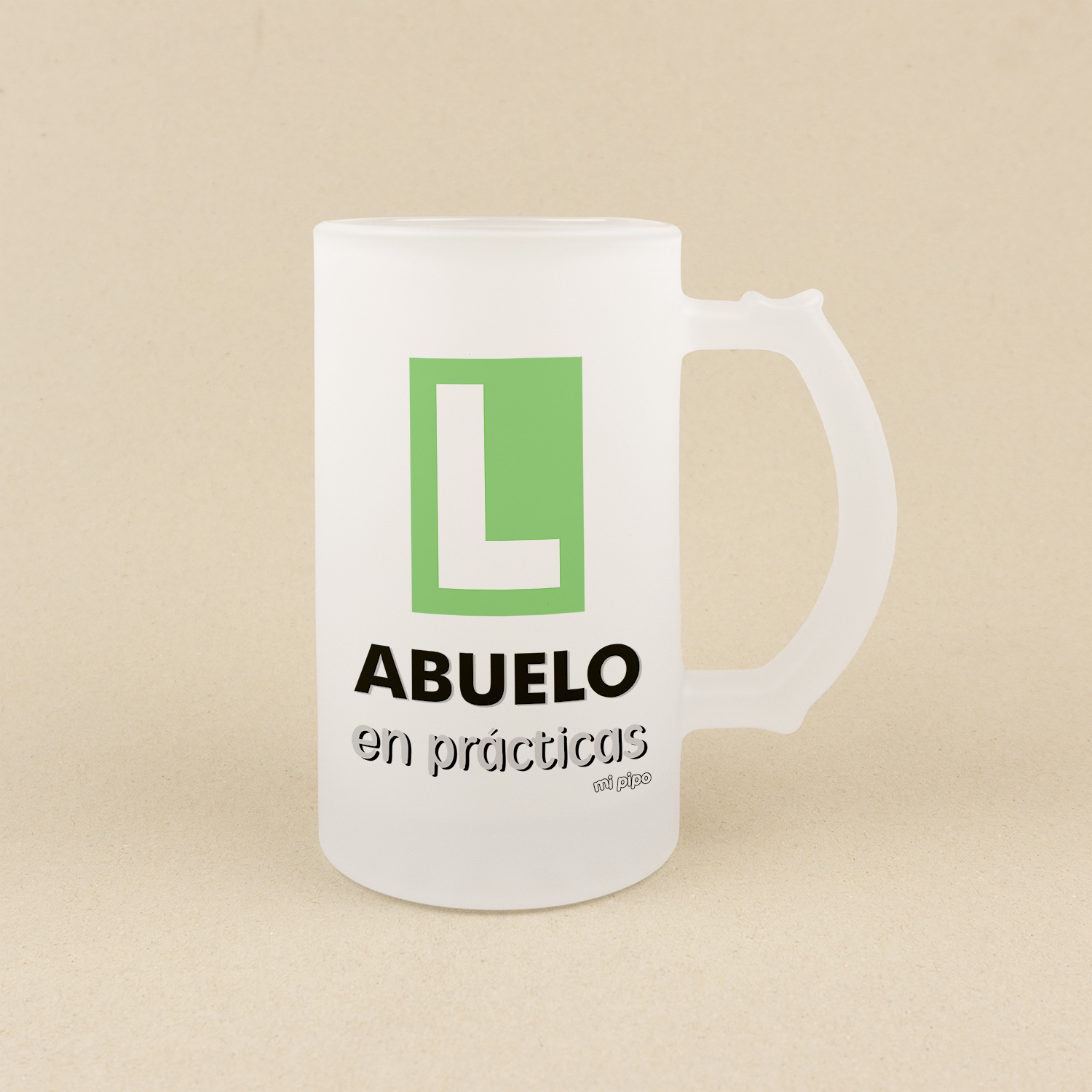 Jarra de Cristal Abuelo en prácticas 1 Taza personalizada abuelo en prácticas