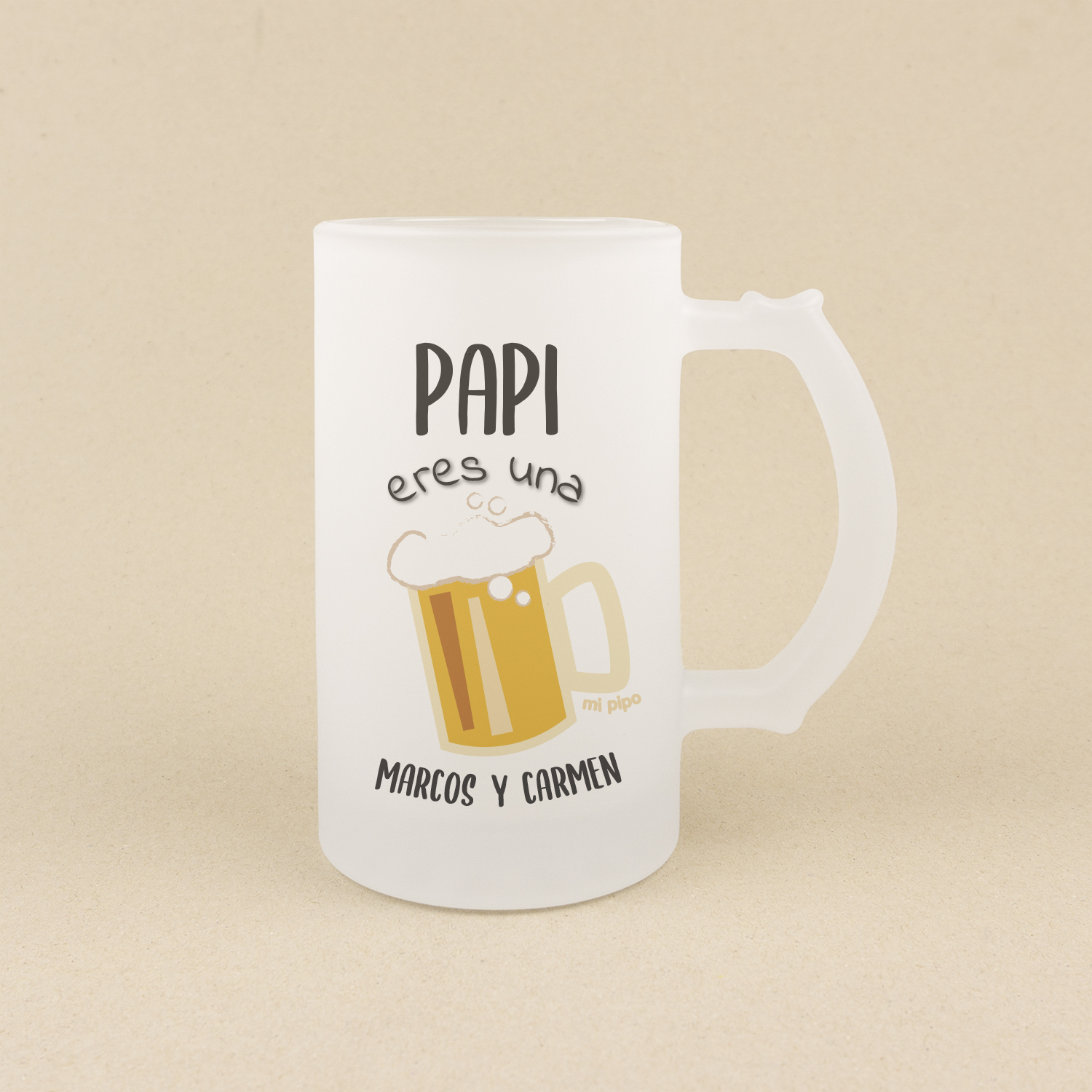 Jarra de Cristal Papi eres una caña + nombre peques 1 Taza especial personalizada Papi eres una caña