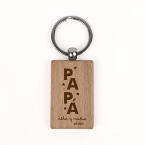 Llavero de madera Papá + nombres peques
