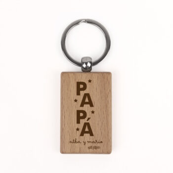 Llavero de madera Papá + nombres peques