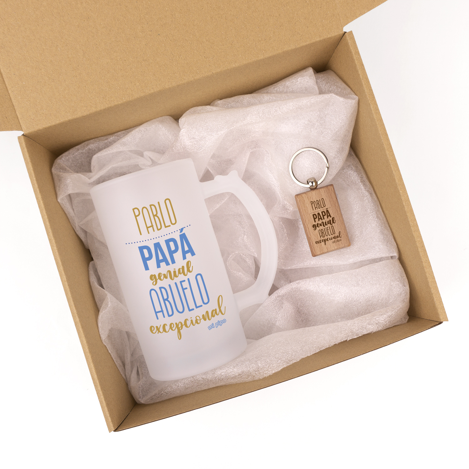 Pack Jarra + Llavero Papá genial Abuelo excepcional personalizada 2 Pack Jarra + Llavero Papá genial Abuelo excepcional personalizada - Imagen 2