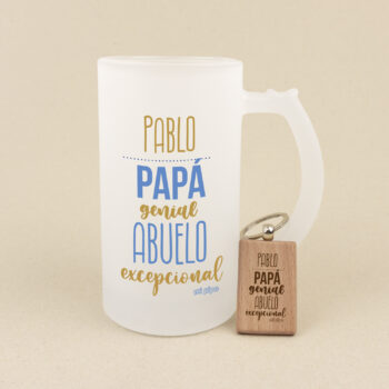 Pack Jarra + Llavero Papá genial Abuelo excepcional personalizada