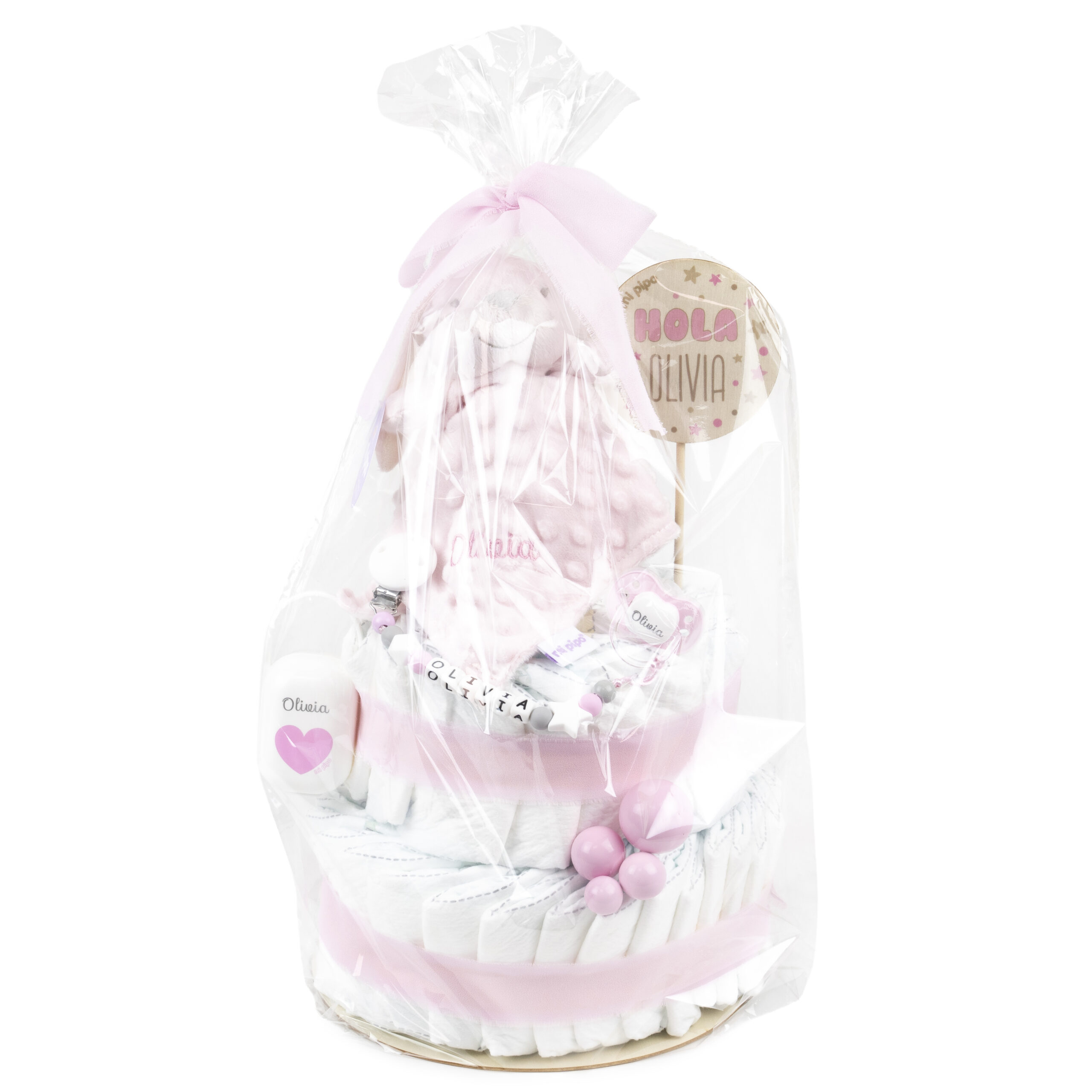 Tarta de pañales personalizada Conejito rosa 2 Tarta de pañales personalizada Conejito rosa - Imagen 2