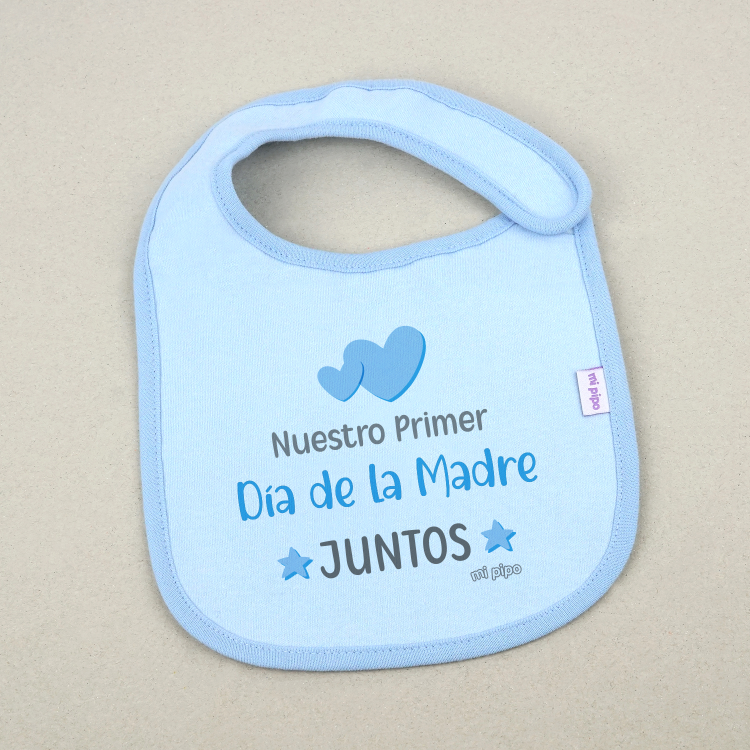 Babero Azul Divertido Nuestro primer día de la madre juntos