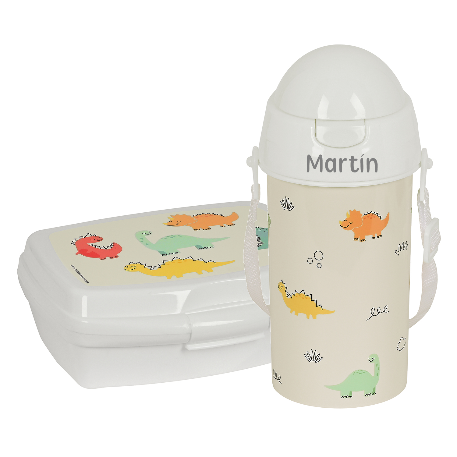 Pack Botella personalizada + Fiambrera Dinos 1 pack botella + fiambrera dinos