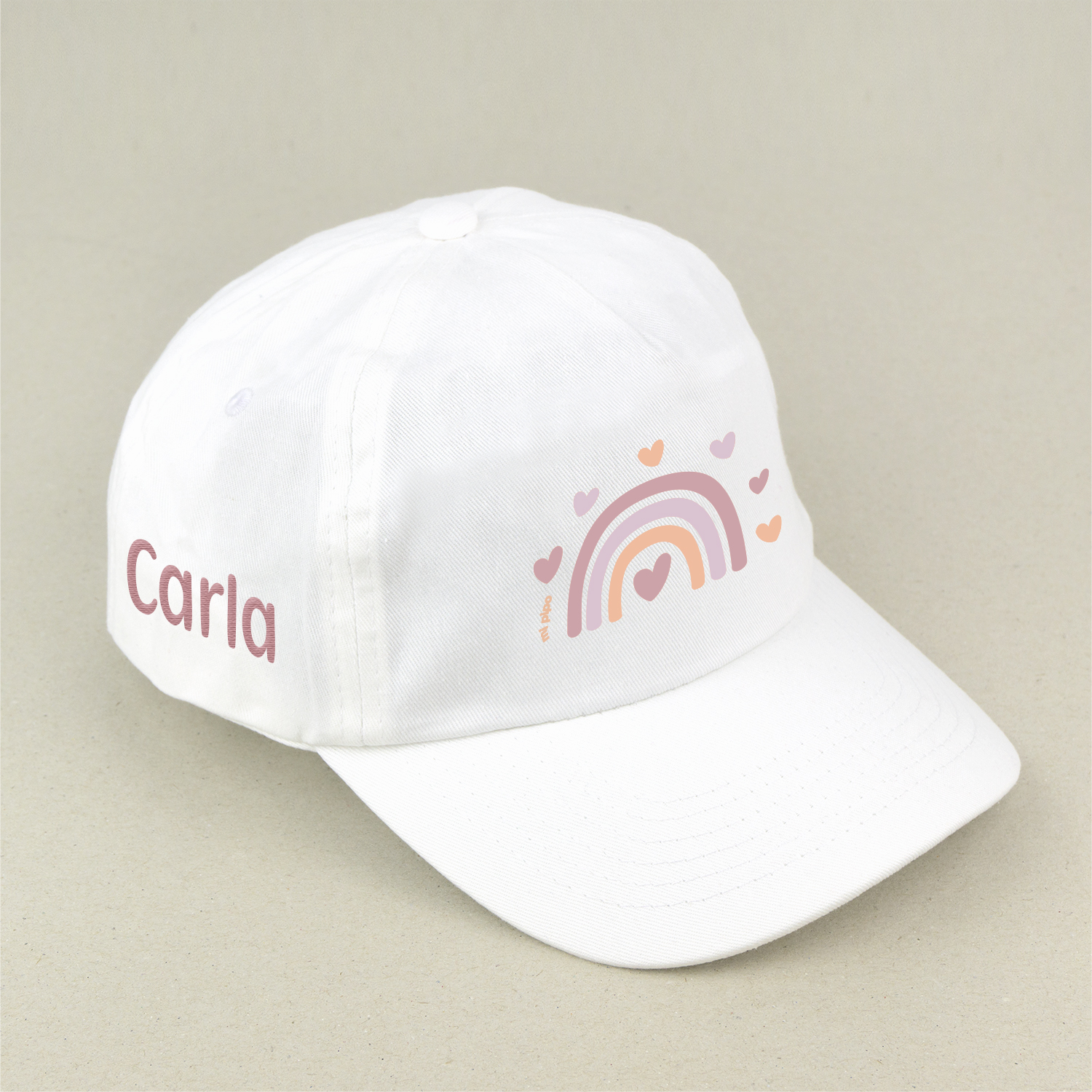 Gorra Junior Personalizada Arcoíris Blush Blanca 1 Gorra junior arcoíris blush